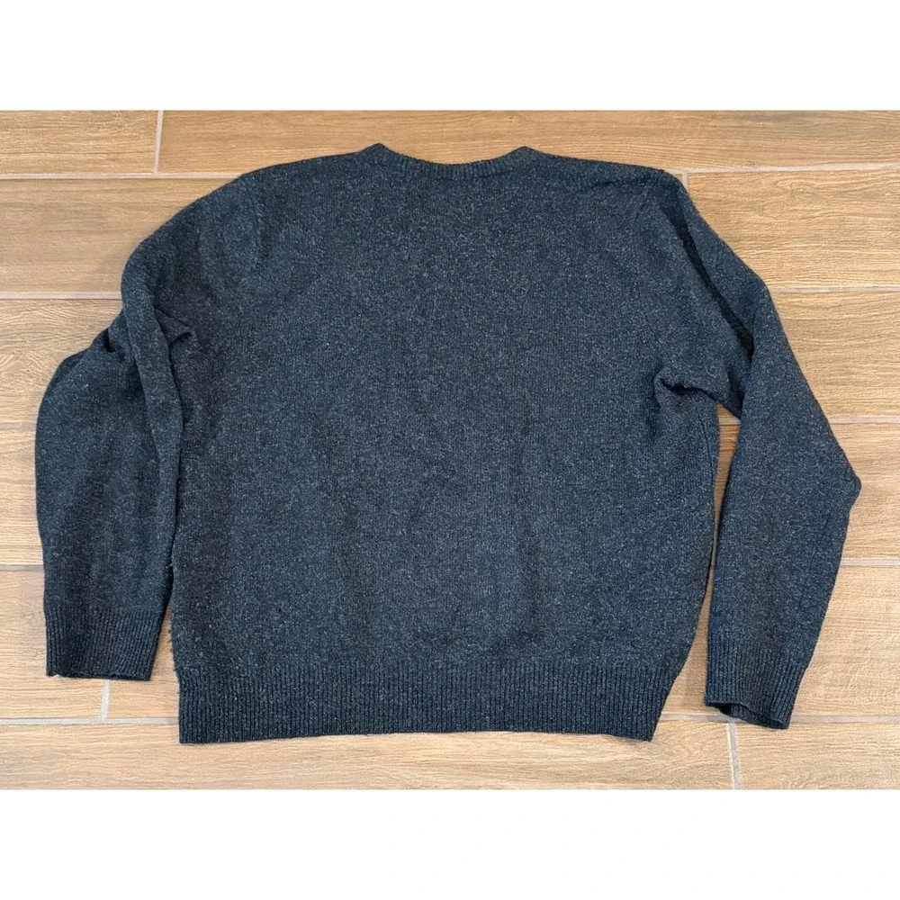 Polo Ralph Lauren Mens XL Lambswool Crewneck Sweater Charcoal Gray Purple Pony